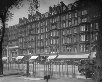 View from south east of the Royal Hotel, Edinburgh, also showing 52 - 57 Princes Street.
