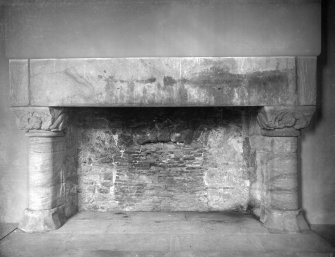 Stirling Castle, palace, detail of fireplace in King's guard hall, before repair