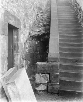 Interior. 
View of back of staircase.