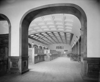 Interior view of the National Bank of Scotland, banking hall.