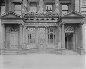 Exterior view of the National Bank of Scotland, ground floor level.