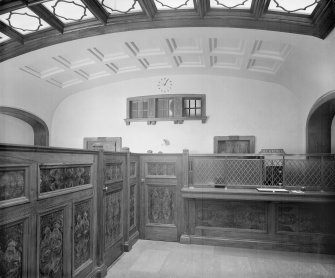 Interior, view of the National Bank of Scotland, detail of banking hall.