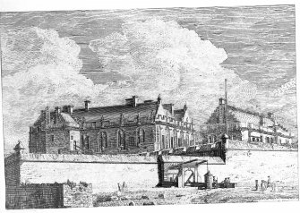 Stirling Castle, palace
Photographic copy of etching showing view from South East, also showing South gable of the great hall