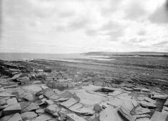 View of remains of entranceway and causeway, Brough of Birsay.