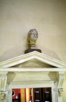 View of head of Aesculapius, above door to the Hall.