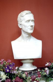 View of marble bust of James George Playfair by Hiram Powers, in the Hall.