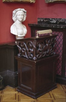 View of marble bust of an unidentified female by John Hutchison, 1863, in the Hall.