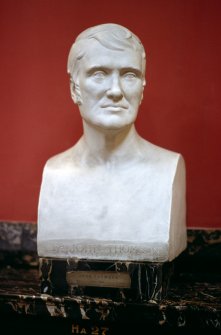 View of plaster bust of Dr John Thomson by Richard Westmacott the Younger, in the Hall.