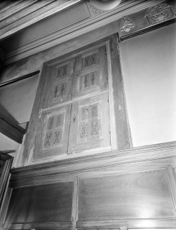 Interior.
Detail of cupboard and stucco cornice.
