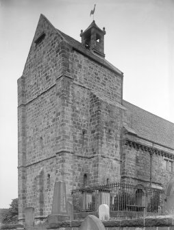 Kirkliston, Parish Church.
View of tower, belfry and South door.