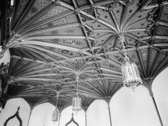 Taymouth Castle, interior.
View of ceiling of Baron's dining room.