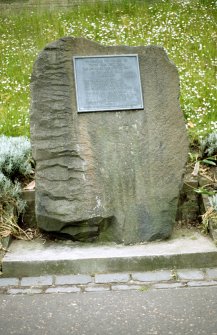 View of Spanish Civil War Memorial, in its original location at W end of East Princes Street Gardens.