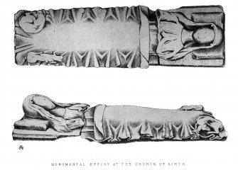 Photographic copy of drawing of effigy in Airth aisle.
