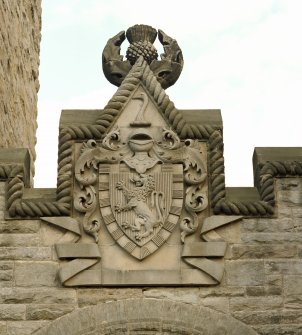 Detail of armorial above main entrance at the Wallace Monument, Stirling.