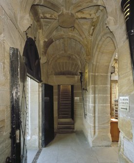 Interior. Ground floor, entrance lobby, view from south