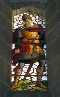 Interior of Wallace Monument, Stirling. 2nd. floor, exhibition room, detail of stained glass window