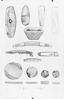 Drawings of excavation finds from Jarlshof in 1952. 
