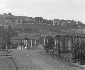 Edinburgh, Regent Road, Royal High School.
Exterior view of school from the Canongate Kirk graveyard.