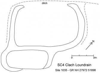 Possible shieling 1035 and enclosure, Clach Loundrain