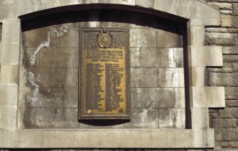 View of war memorial on N side of Fountain Brewery (now in storage).