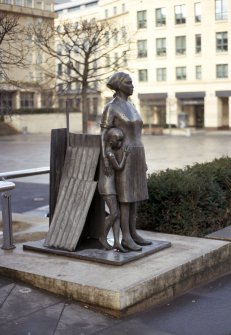 View of sculpture, 'Woman and Child'.
