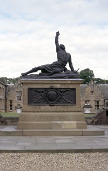 View of Fettes College War Memorial 'Carry On', at end of E drive.