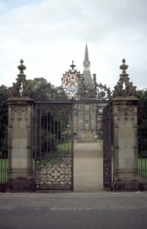 View of S gates and pillars.