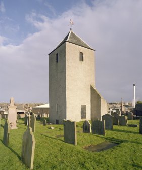 View of Old St Peter's Church tower, Peterhead, from south west