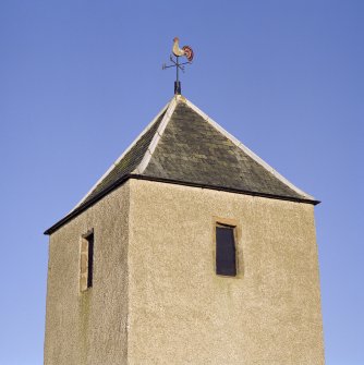 Detail of pyramidal roof on tower