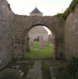 Remains of church, arched doorway, view from east