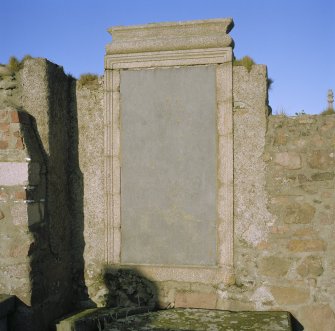 Remains of church, detail of mural monument