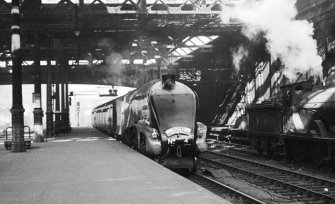View of Pacific No A4, William Whitelaw on  platform 10 & 11, south side at Waverley Station, Edinburgh.