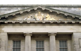 View of Arms of George III, in pediment.