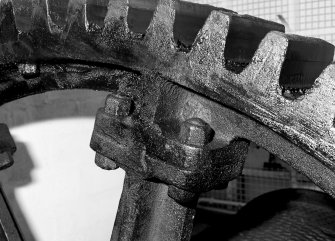Aberdeen, York Place, Hall Russell Shipyard.
Detail of large drive gear arm flanges and tooth shape on slipway winch drive gear.