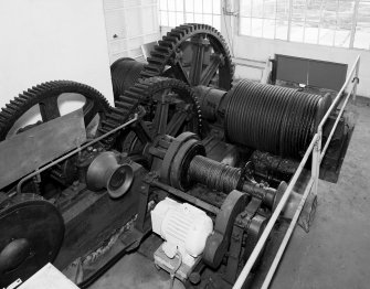 Aberdeen, York Place, Hall Russell Shipyard.
View from North of main slipway winch. Small winch in centre foreground is used to pull empty slipway carriage down slip.