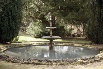View of fountain in Malleny Garden.