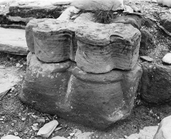 Detail of base at South side of chancel arch.