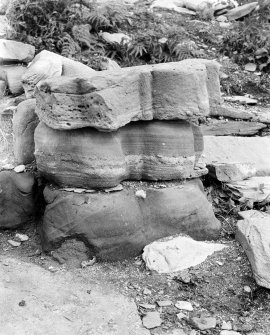 Detail of base at North side of chancel arch.