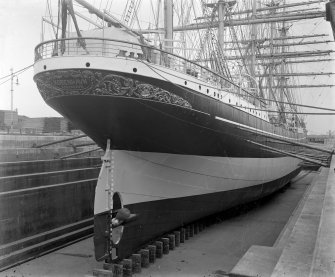 Kobenhavn: View of ship in dry dock. Built by Ramage and Feguson for the Danish East Asiatic Company.