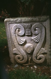 Detail of gravestone at Kirkmichael Parish Church and burial ground.
