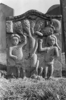 View of gravestone for Agnes Herese d. 1707 at Kells Churchyard.
