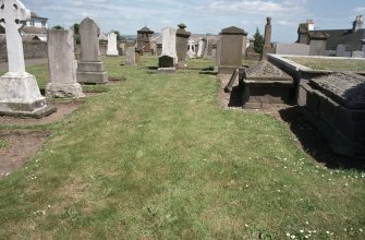 General view of gravestones in Errol Parish Church Graveyard.
