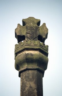 View of top of Canongate Mercat Cross.