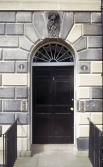 View of keystone head, above entrance to 1 Gayfield Place.