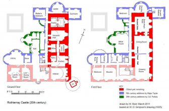 Rothiemay Castle: plan showing chronological development of the castle