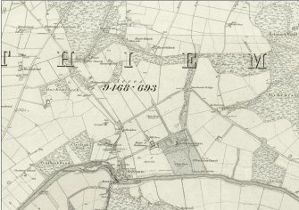 Rothiemay Castle and policies: 1st Edition Ordnance Survey 6-inch map (Banffshire sheets xv and xxi, 1871)