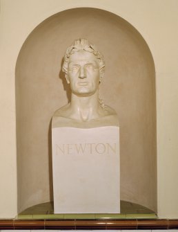 Interior. 1st floor, stairwell, detail of bust of 'Newton' by Alexander Stoddart