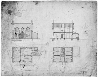 Photographic copy of plans, sections and elevations of factor's house.