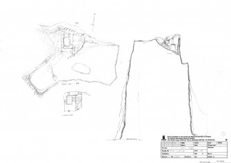 RCAHMS survey drawing; Coroghon Castle, Canna, survey drawing, floorplans & section