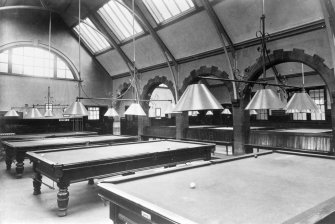 Scanned copy of a slide of the Gorebridge Institute Billiard Room. Lent for copying by the Gorebridge and District Local History Society.